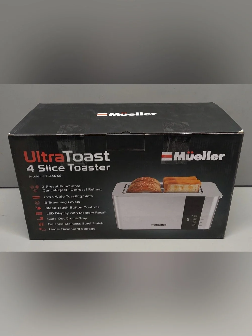 Mueller Stainless Steel Extra Wide 4-Slice Toaster